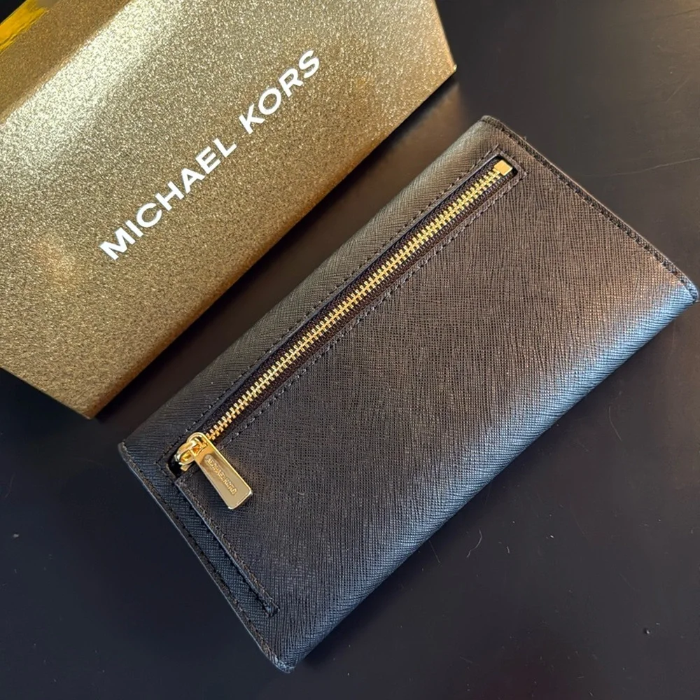 Michael Kors Karla Black Wallet with Gold Studs